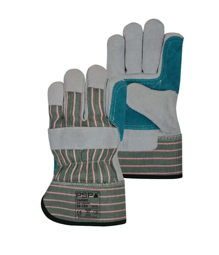 Splitlederen handschoen met pistoolversterking