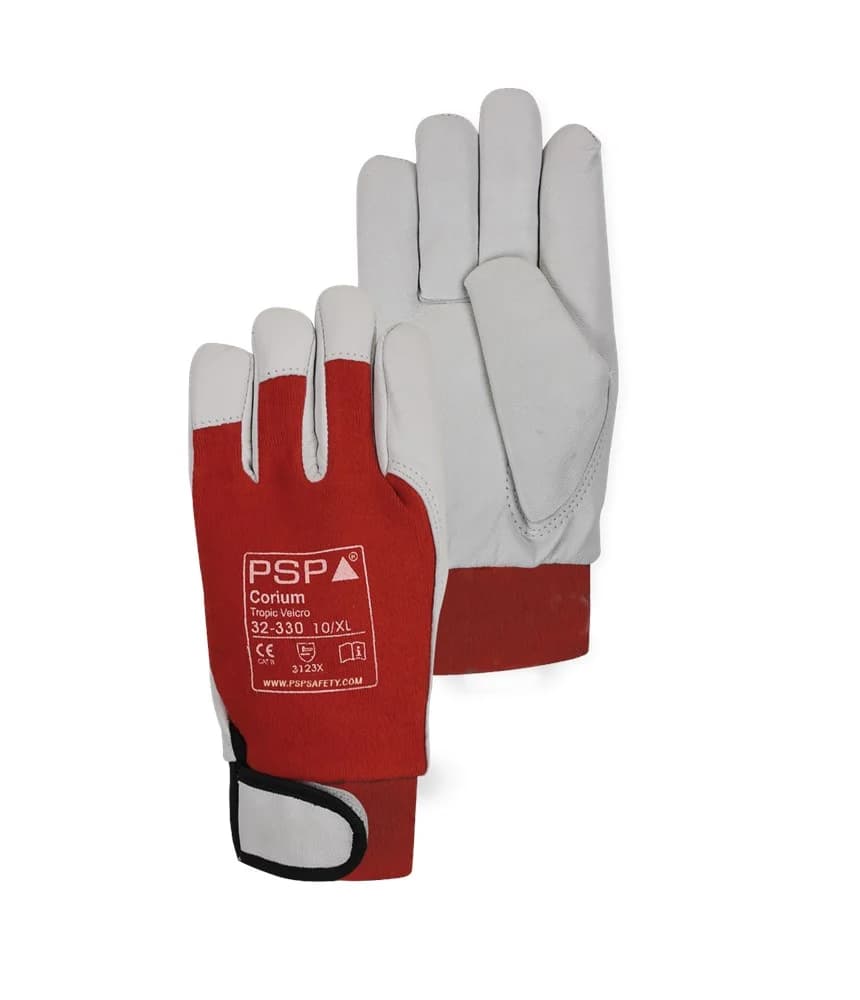 VERPLICHT: Lederen Tropic werkhandschoen met Velcro sluiting - productafbeelding